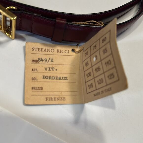 NWT Vintage Stefano Ricci Bordeaux Colored Gold Colored Buckle Belt - Picture 4 of 5